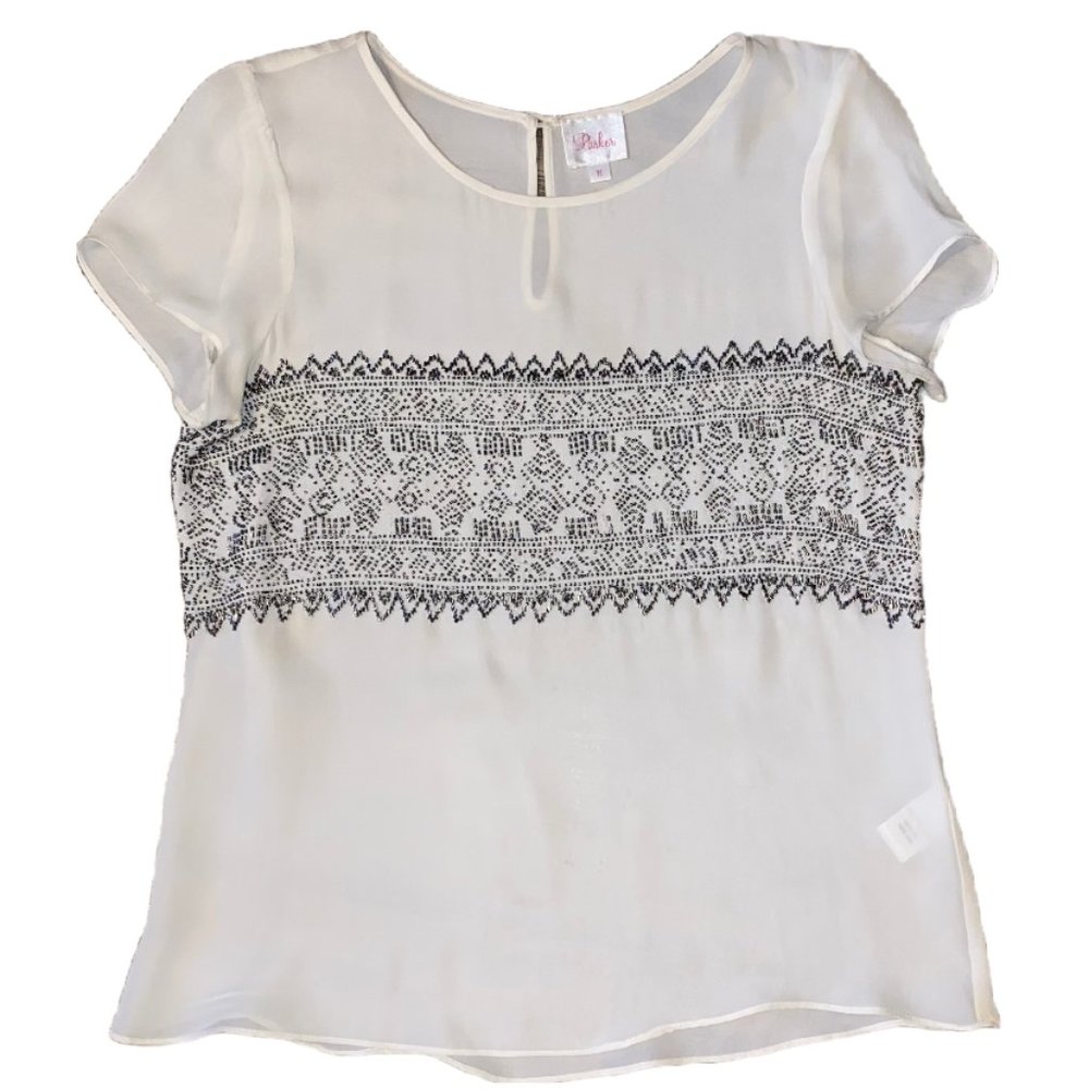 Parker Beaded Short Sleeve Blouse